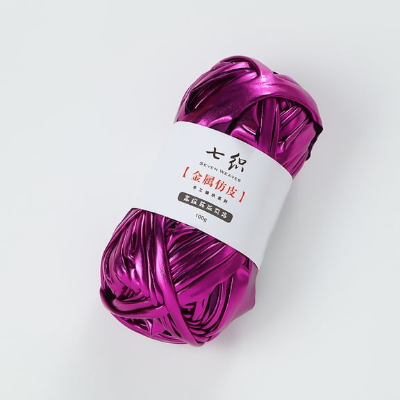 Zhuge 54.6 Yards 100g Shiny Metallic T-Shirt Yarn, Fabric Cloth Yarn for Crocheting, Knitting, Handmade Bag & Rug Weaving DIY Projects, Violet