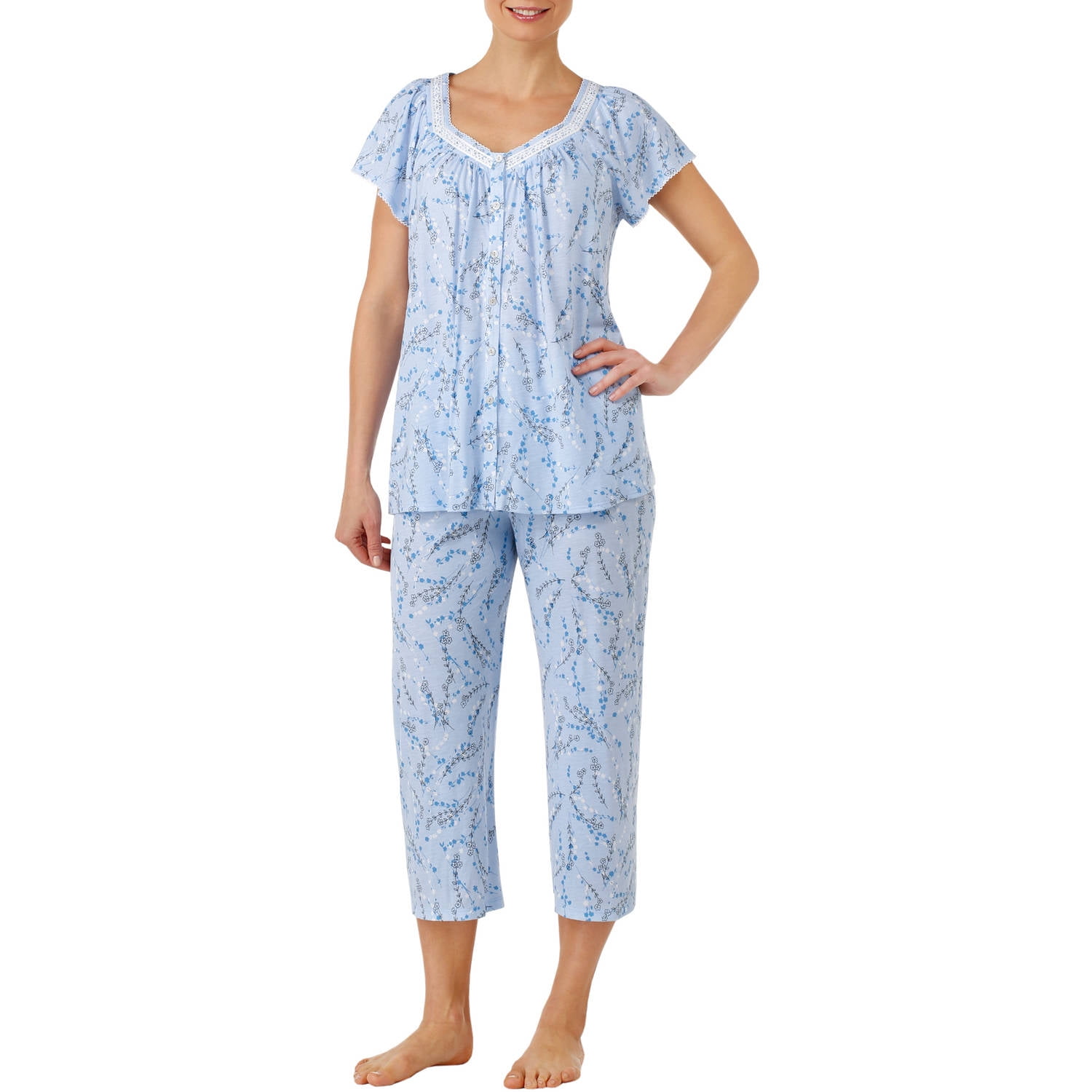 Women's and Women's Plus Traditional Pajama Short Sleeve Sweetheart ...