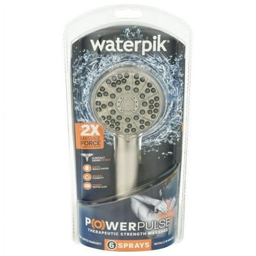 Waterpik PowerPulse 6-Spray 1.8 GPM Handheld Shower, Brushed Nickel