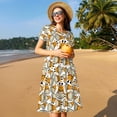 thumbnail image 4 of Vsdgher Tête de Girafe pour Femmes Été 2025 Décontracté Robes Midi Maxi Légères Manches Courtes Col Rond Robe de Plage, 4 of 6