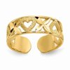 Primal Gold 14 Karat Yellow Gold Diamond-cut " X" and Heart Toe Ring
