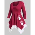 thumbnail image 1 of Camiseta en Capas Pañuelo Recortado Rosegal Mangas largas de talla grande, 1 of 5