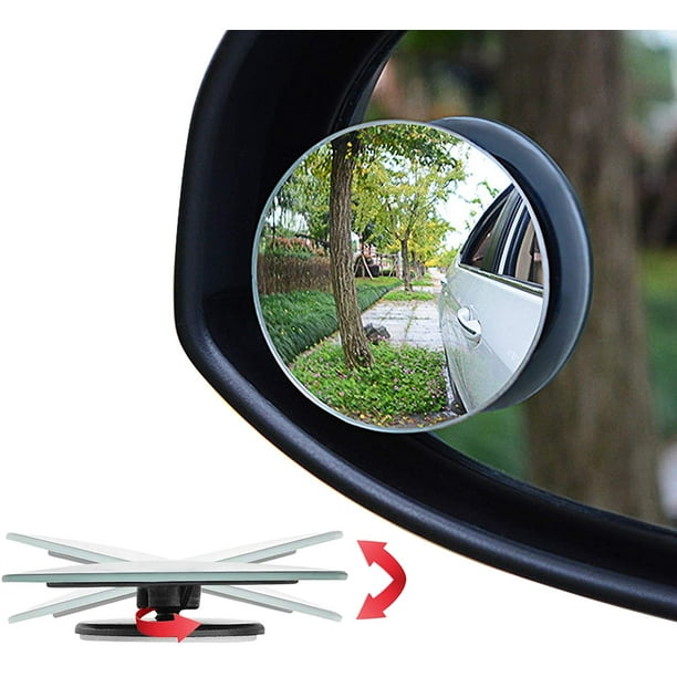 2 espejos redondos de punto ciego de 5 cm, espejo convexo de gran angular de cristal HD ajustable de 360 grados, espejo retrovisor de coche HD Infinity, pequeño espejo redondo de gran angular de ma JAMW Sencillez