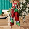 thumbnail image 2 of Womens Fashion Ethnic Style Patchwork Vintage Printed Buttons Suspender Jumpsuit, 2 of 2