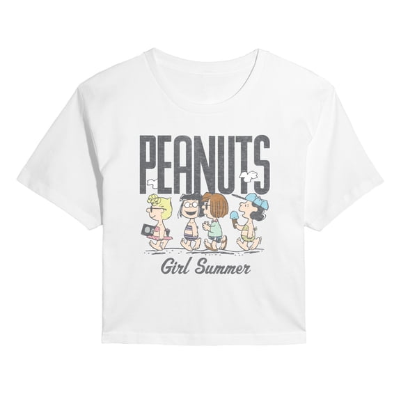 Peanuts - Girl Summer - Juniors Cropped Graphic T-Shirt