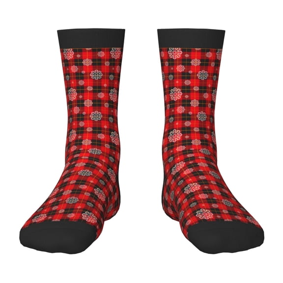 Sigee Snowflakes On A Buffalo Plaid for Premium Children's Socks Unisex School Kids Boys Girls,Soft and Comfy Kids' Socks