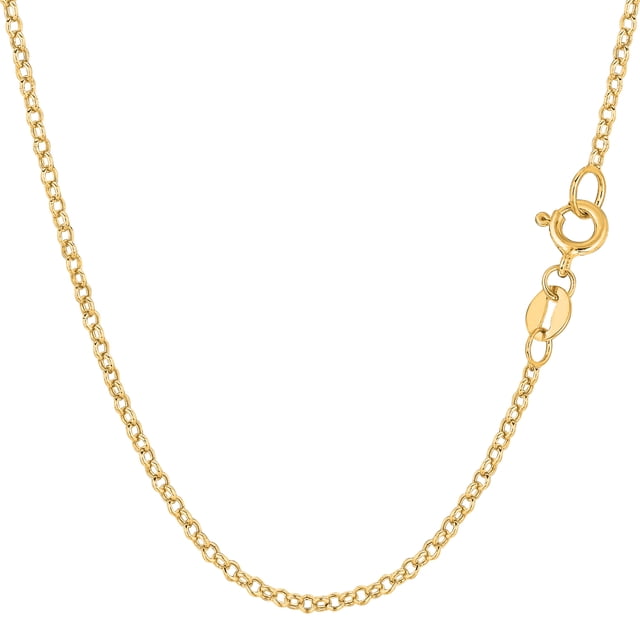 10k Yellow Gold Round Rolo Link Chain Necklace, 1.9mm, 16"