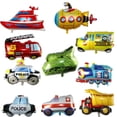 thumbnail image 2 of Transporte Película de aluminio Globo Avión Tren Coche de policía Autobús escolar Tanque Camión de bomberos Fiesta Decoración infantil Película de aluminio Gas, 2 of 6