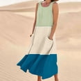 thumbnail image 2 of Vestido de Verano para las Mujeres sin Mangas Lino-Look Impreso Maxi, Suelto Fluido Y Vestido Sexy de Moda para las Mujeres, 2 of 5