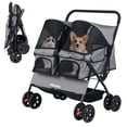 thumbnail image 1 of Gymax Double Pet Stroller w/ 2-seater Carrier Adjustable Sunshade Removable Pad Gray, 1 of 9