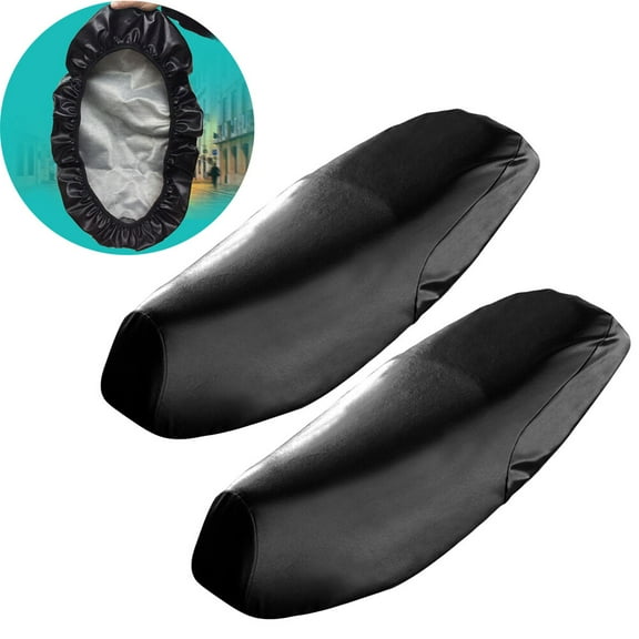 Worgeous Black Leather Electric Motorcycle Seat Cover Cushion Compatible with Most Bikes Soft Ergonomic Design 2pcs Size L