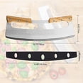 thumbnail image 2 of Cuchillo para pizza de acero inoxidable de 35 cm con mango de madera, corte profesional para pizza, 2 of 5