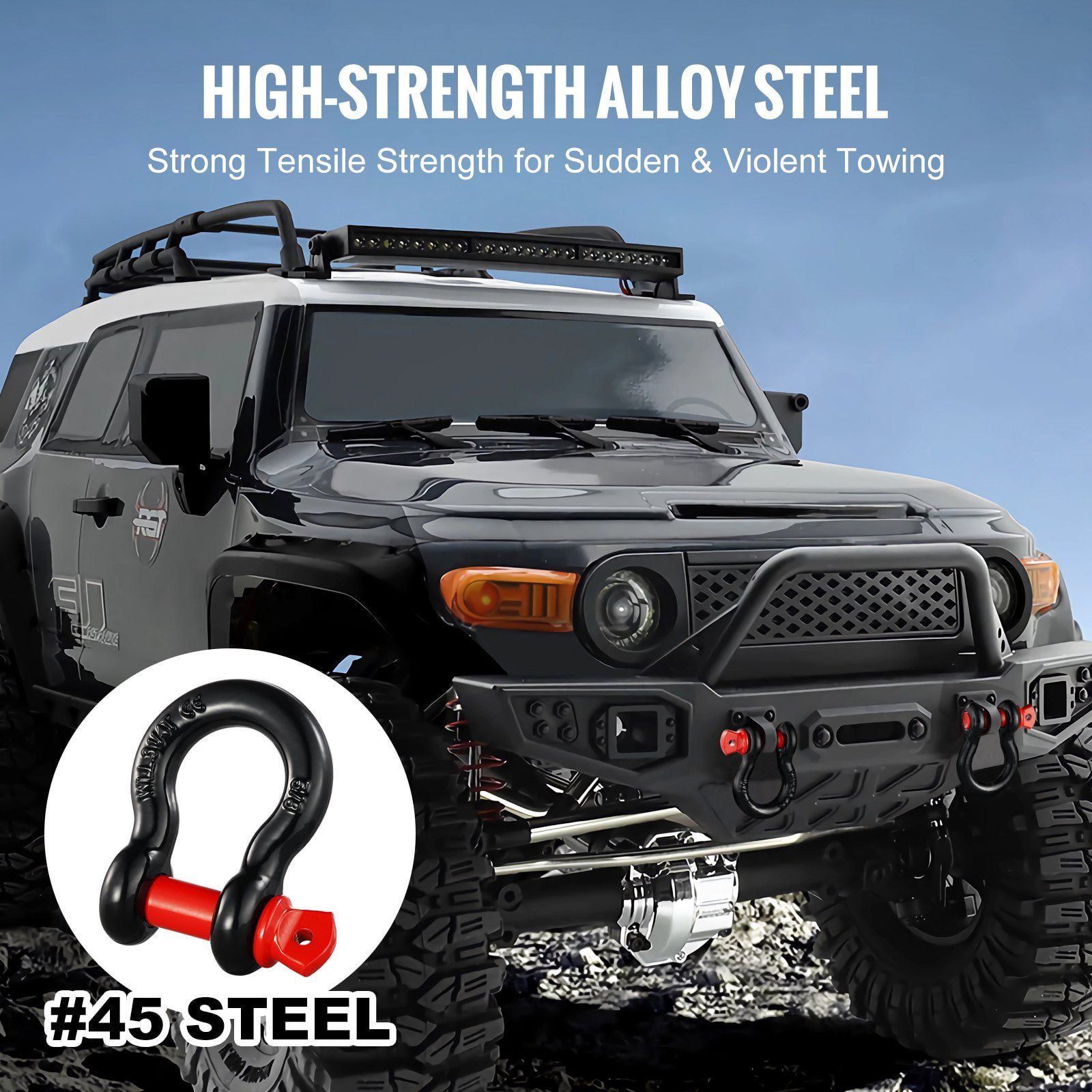 5/8 Inch D Ring Shackle 4 Pack Alloy Steel 28660 lbs Break Strength 3/4 Inch Screw Pin Heavy Duty Off Road Vehicle Recovery Towing Accessories for Jeep Truck Black