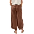 thumbnail image 5 of Delayuji Womens Wide Leg Pants Cotton Linen Pants Barrel Pants Baggy Elastic Waisted Pants Loose Trousers With Pockets, 5 of 7