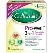 Culturelle Pro-Well 3-in-1 Complete Formula Probiotic Vegetarian Capsules 30 ea (Pack of 2)