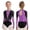 Purple, variant on Girls Glitter Rhinestone Long Sleeve Gymnastics Leotard Sparkly Color Block Ballet Skating Dancewear Orange 12
