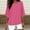 Hot Pink, variant on Cotton Linen Tops for Women Crew Neck 3/4 Sleeve Tee Solid Loose White Blouse Women's Clothing