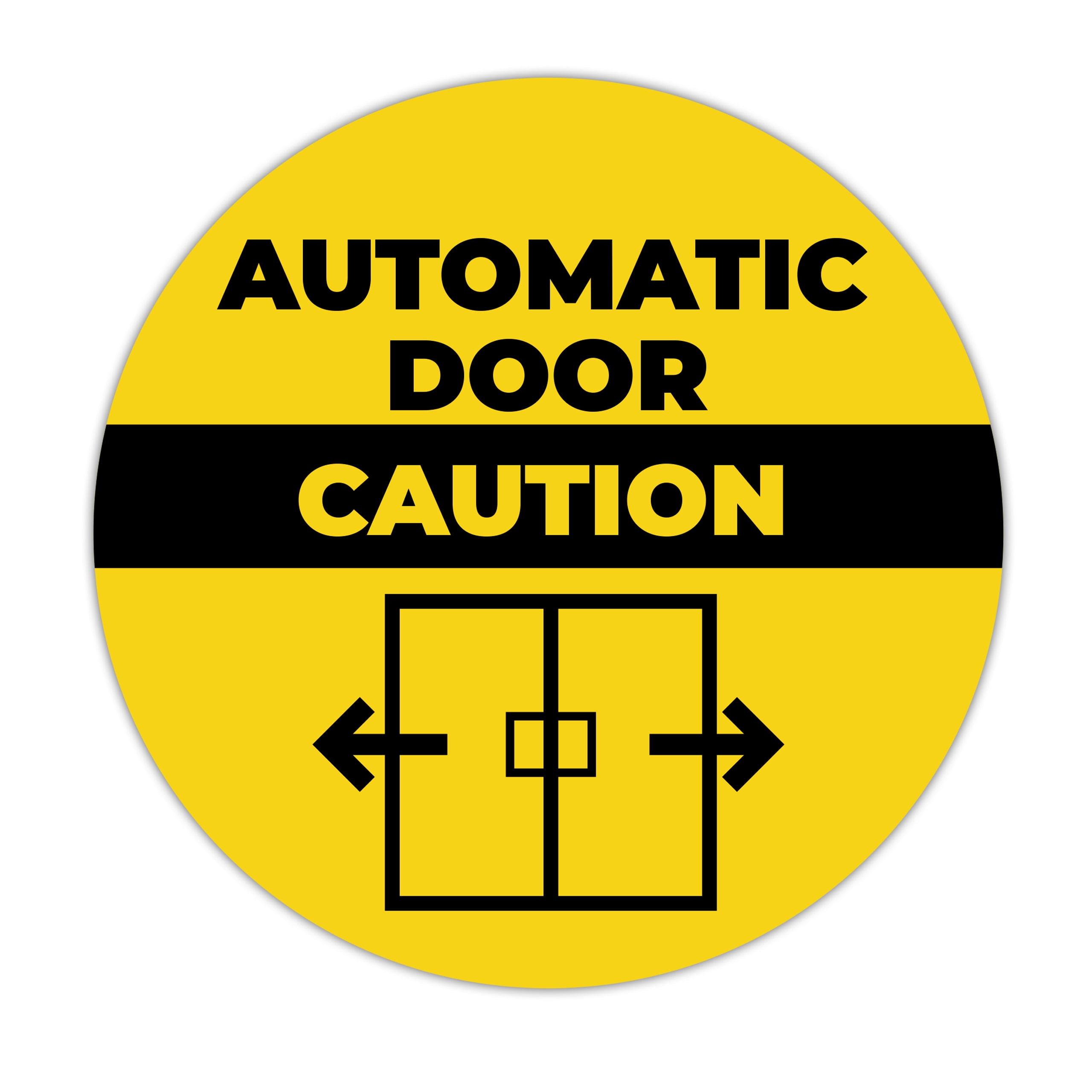 Ellopi 5" Round Caution Automatic Door Adhesive Decal Stickers, 1 Pack