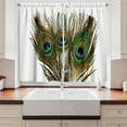 thumbnail image 2 of Ambesonne Feather Kitchen Curtains, Close up Peacock Feather, 55"x45", Fawn and Multicolor, 2 of 3