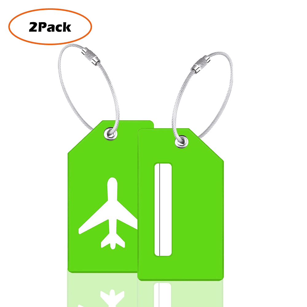 2 Pack Silicone Luggage Tag with Name ID Card Perfect to Quickly Spot  Luggage Suitcase by Ovener(Green)