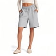 thumbnail image 5 of Womens Athletic Shorts, Audhol Women's Solid Color Comfortable Loose Cotton Shorts Casual Pants Drawstring Sports Pants Sweat Shorts Women Grey XL, 5 of 8