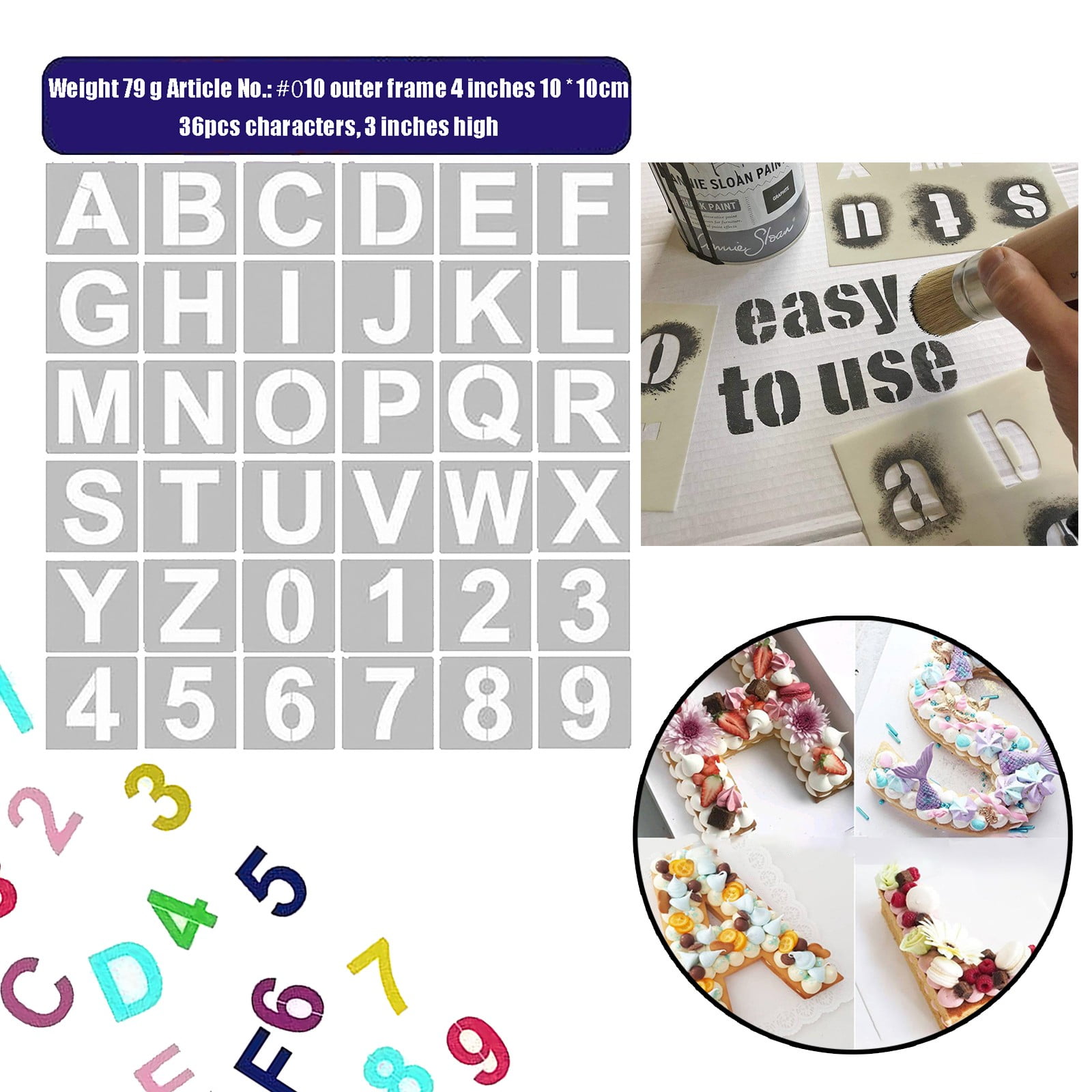 Home Craft Decoration 3 Inch Reusable Plastic Letter and Number Stencils for Wood 36 Piece Alphabet Letter Number Stencil Templates Chalkboard Painting Wall DIY School Art Projects 