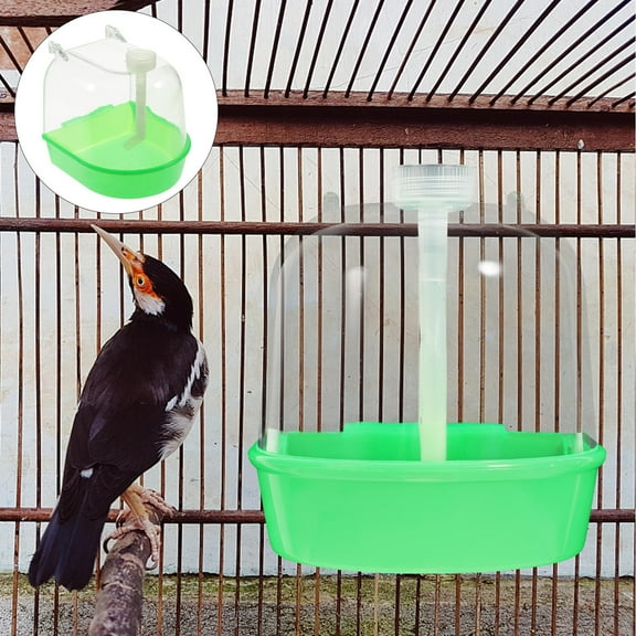 KAKOWELY Bird Bath In Cage Green PVC Plastic 1Pcs 4.7x5.9in