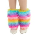 thumbnail image 3 of SUNSIOM Women's Faux Fur Leg Warmers Rainbow Leg Warmers Boot Covers Fashion Costume Accessory, 3 of 6