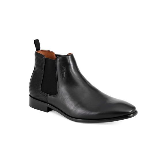 TOMMY HILFIGER Mens Black Goring Comfort Syler Round Toe Stacked Heel Dress Chelsea 12 M