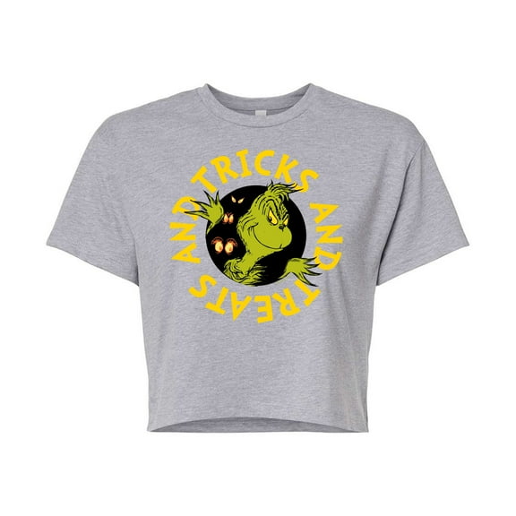 The Grinch - Tricks And Treats The Grinch - Juniors Cropped Cotton Blend T-Shirt