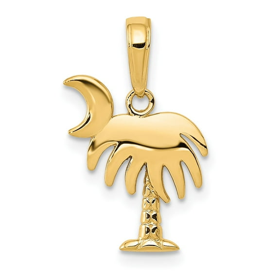 Finest Gold 10K Charleston Palm Tree with Moon Pendant