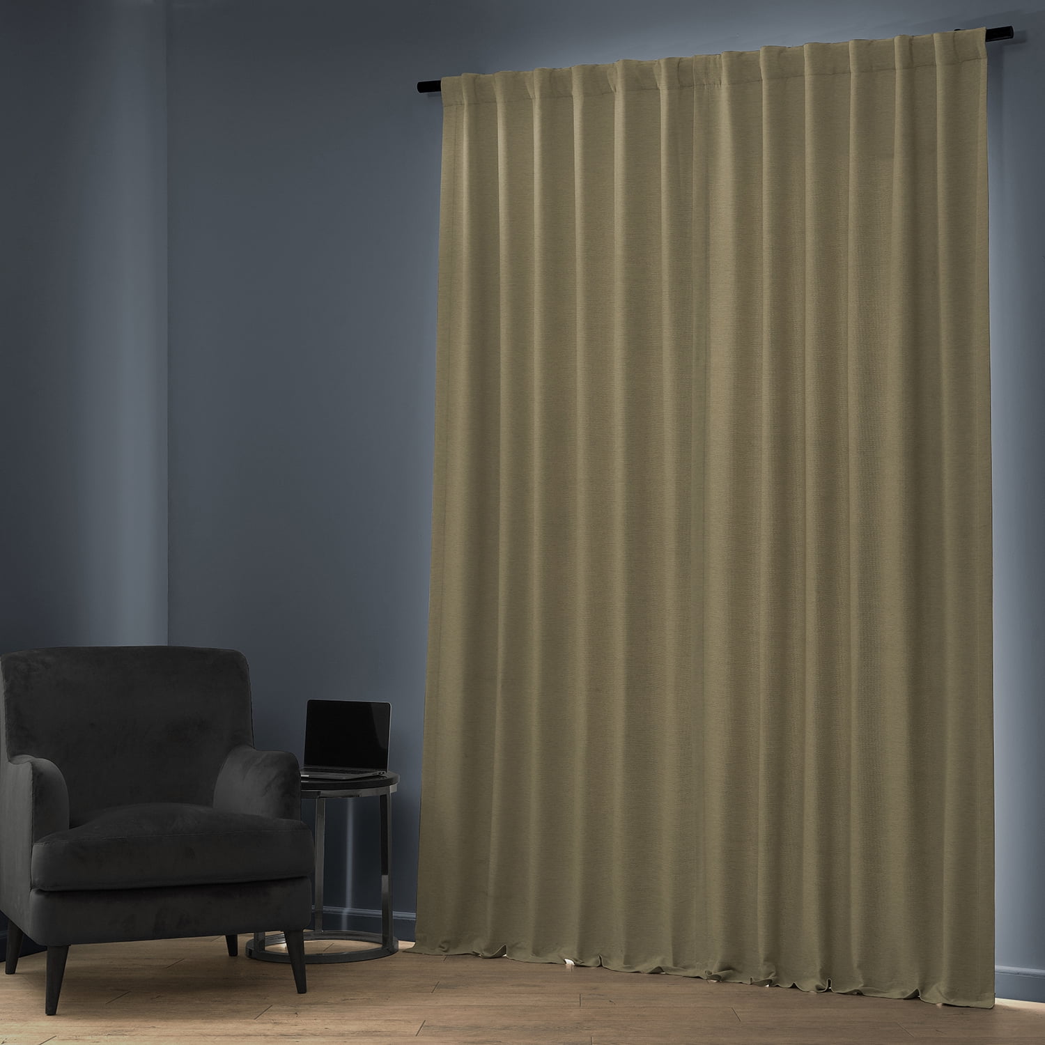 Half Price Drapes Candlelight Bellino Textured Faux Linen Room Darkening Curtains For Bedroom & Living Room Curtains(1 Panel), 50W X 84L