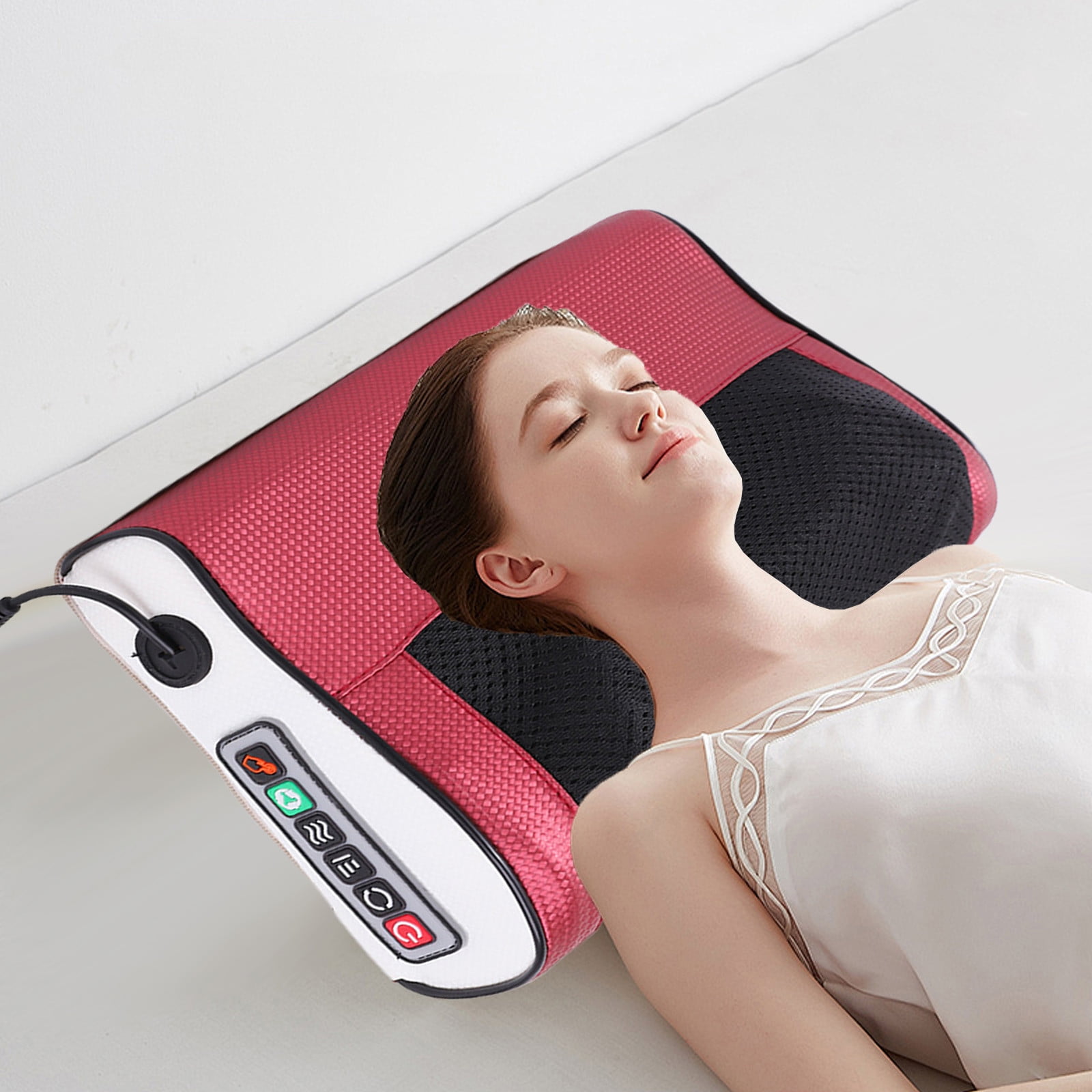 Kbndieu Back and Neck Massager with Heat, Portable Shiatsu Electric Massage Pillow for Upper and Lower Back, Neck and Shoulders, Lightweight for Home, Office, Travel (Red) on Clearance