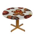 thumbnail image 3 of Patifu Gingerbread Man Round Tablecloth 100% Polyester Stain-Resistant Indoor Outdoor Restaurant Wedding Party Kitchen Holiday Dinner Waterproof 31"-35, 3 of 8