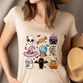 thumbnail image 4 of Spooky Icons Graphic T-Shirt | Cute Skull Pumpkin Ghost Print Tee, Navy, Size M, 4 of 6