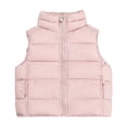 thumbnail image 5 of vokkrv Kids Solid Color Zip Up Sleeveless Jacket, Wind Resistant Warm Casual Outerwear, Fashion Daily Coat for Boys Girls Winter Outdoor Activities Pink 3-4 Years, 5 of 7