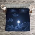 thumbnail image 3 of Ambesonne Night Quilted Bedspread Set 3 Pcs, Full Moon Dark Clouds Fog, King Size, Dark Blue, 3 of 3