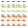 thumbnail image 1 of 100 señuelos de pesca blandos con cola de paleta realista, fluorescentes y reflectantes, de goma, para pescadores., 1 of 14