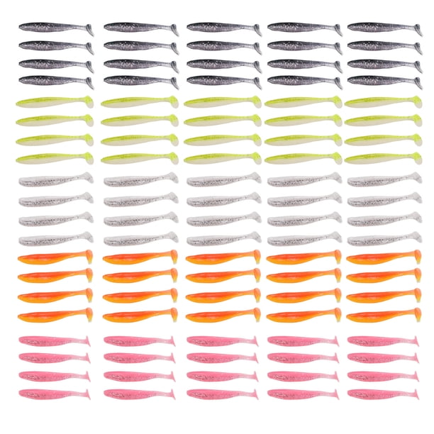 Cebos de pesca, 100 piezas Señuelos de pesca blandos Señuelos de pesca blandos Swimbaits de cola de paleta Diseño elevado