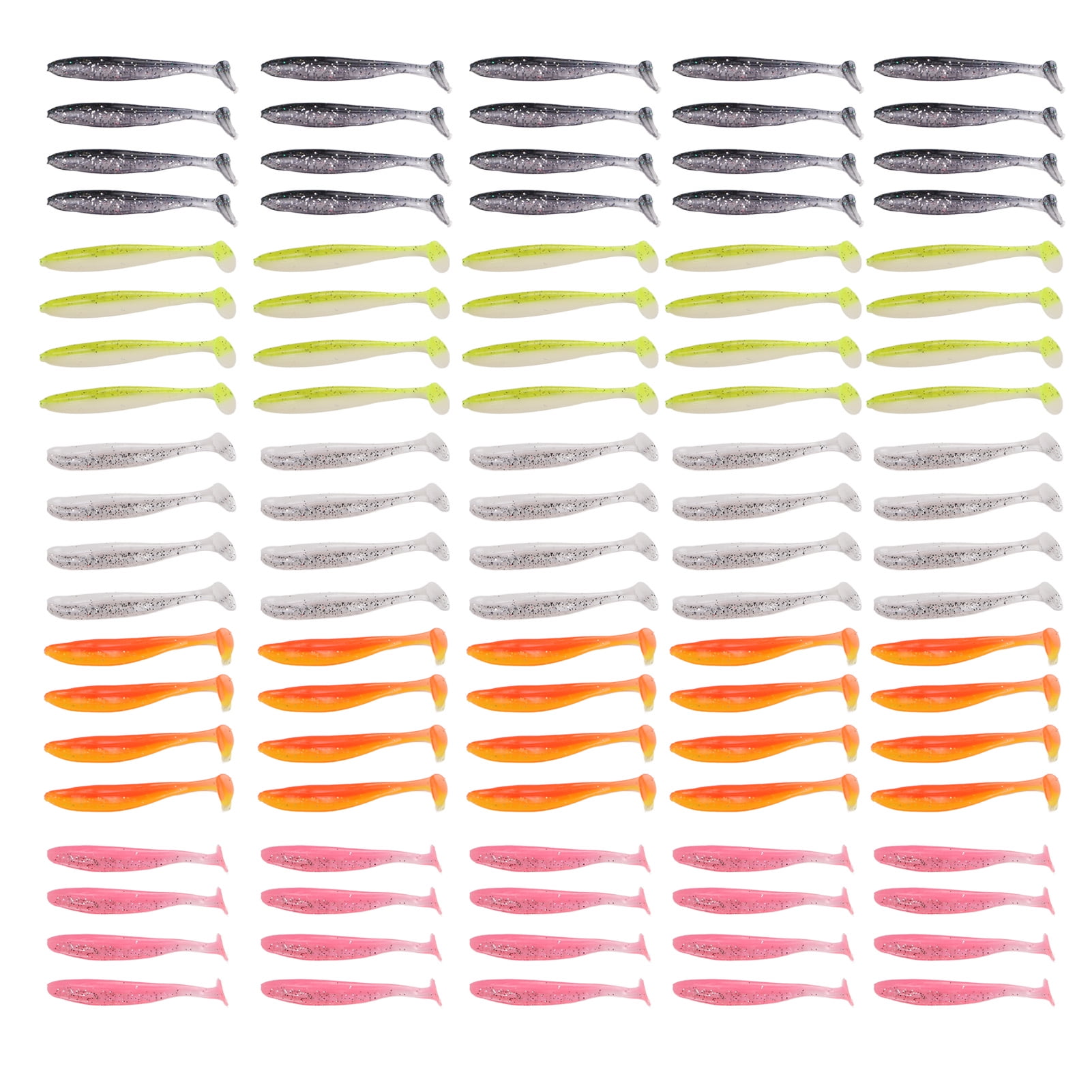Sorven Soft Fishing Lures Paddle Tail Swimbaits Soft Fishing Lures 100pcs for Fisherman