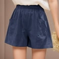 thumbnail image 3 of Women's Pants Casual Petite Wide Shorts Waist Loose Thin Leg High Trousers, 3 of 5