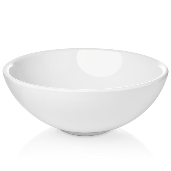 Miligoré 16" Round White Ceramic Vessel Sink - Modern Above Counter Bathroom Vanity Bowl
