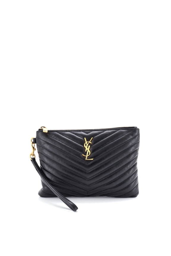 Pre-Owned Classic Monogram Wristlet Pouch Matelasse Chevron Leather Small By Rebag