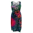 thumbnail image 4 of Robe Longue Décontractée d'Été pour Femme, Imprimé Teinture sur Nœuds, Col en U, Sans Manches, 4 of 6
