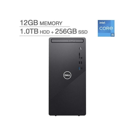 Dell Inspiron Desktop - 11th Gen Intel Core i5-11400 - Windows 11 i3891-5859BLK-PUS 12GB RAM 1TB HDD + 256GB SSD Computer PC