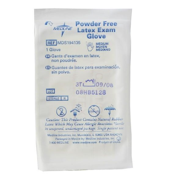 Medline MDS194136 Sterile Powder-Free Latex Exam Gloves, 9" Length, Large, Beige (Pack of 400)