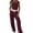 Wine, variant on 2 Piece of Outfits Casual Plus Size Round-Neck Sleeveless And Long Pants Solid Casual 2PC Sets