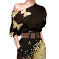 thumbnail image 3 of DYMADE Women Holiday Style Slash Neck Belted Floral Printed Casual High Waist Jumpsuit, 3 of 4
