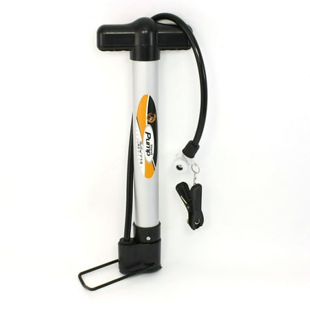 Bicycle Motorcycle Flexible Hose Tire Inflating Floor Hand Pump Silver
