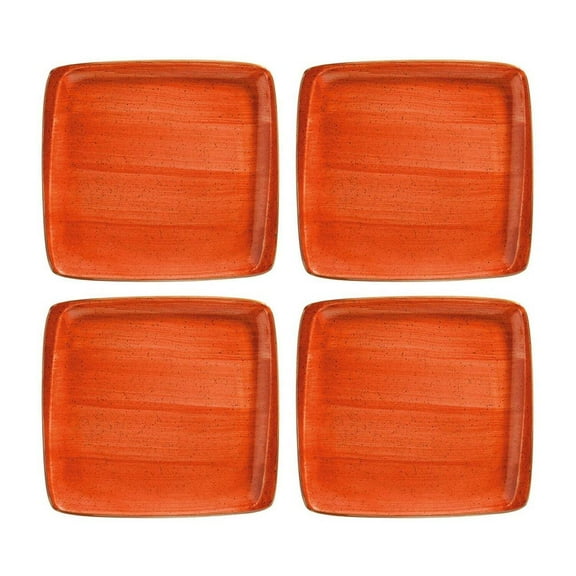 Terracota 6.25" x 5.75" Square Terracotta Vitrified Plate (Set of 4)